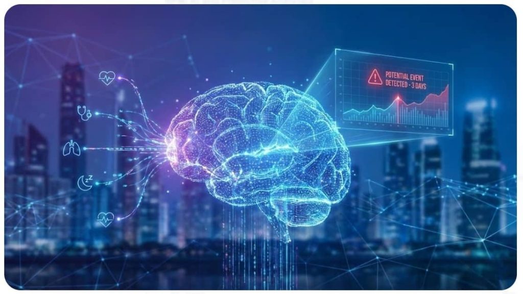 a conceptual visualization of the future of RPM, where AI and data analytics can predict health events.